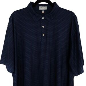 Peter Millar Men's XXL‎ Summer Comfort Polo Shirt Navy Blue Geometric Print